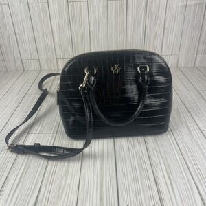 DKNY Bryant Dome Satchel Black‎ Crossbody Crocodile Pattern Small Crossbody